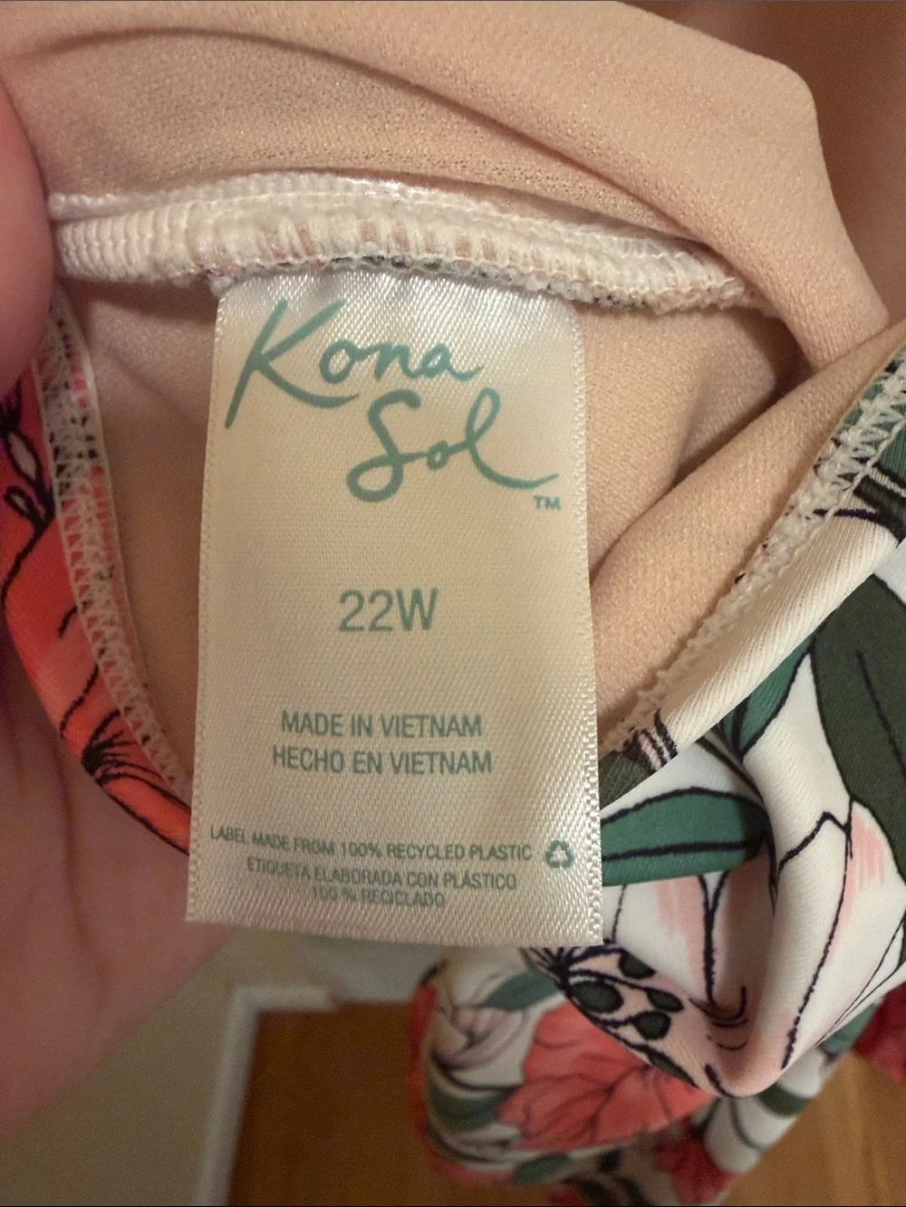 Kona Sol Coral Floral One-Piece Swimsuit - White, Coral, Green
